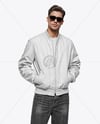 Man in Sunglasses Wearing Bomber Jacket and Jeans Mockup
