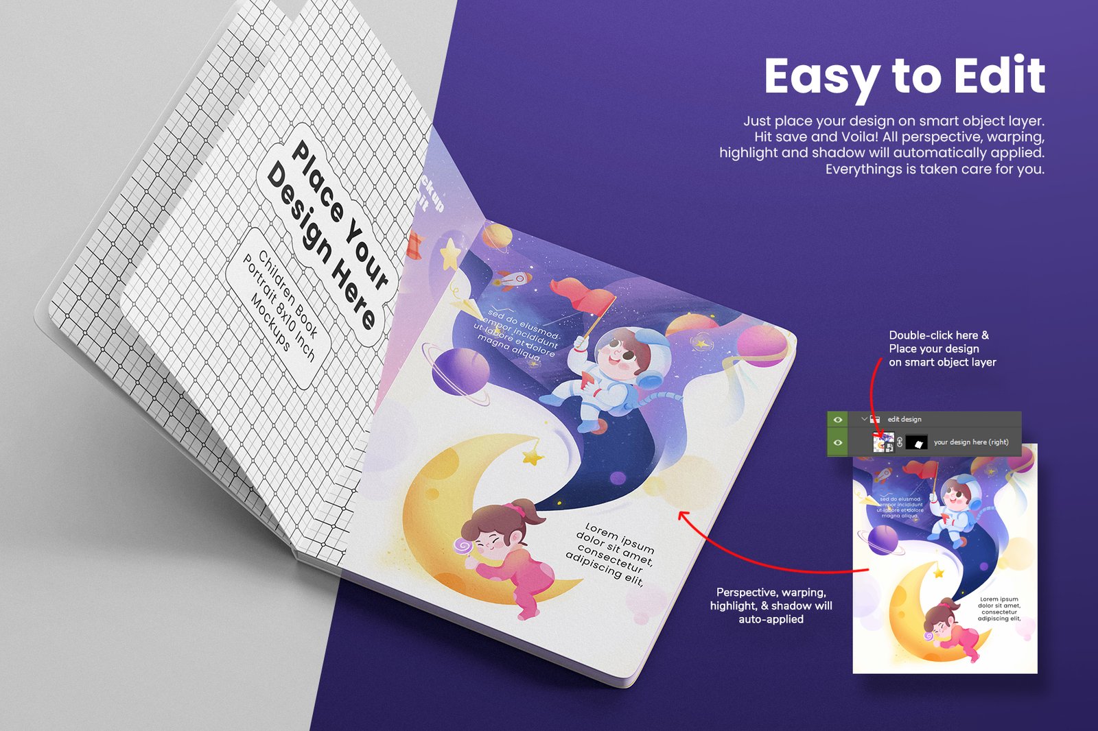 8x10 Inch Portrait - Children Book Mockup Set