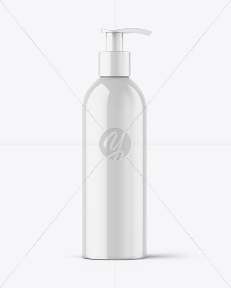 Glossy Cosmetic Bottle with Pump Mockup