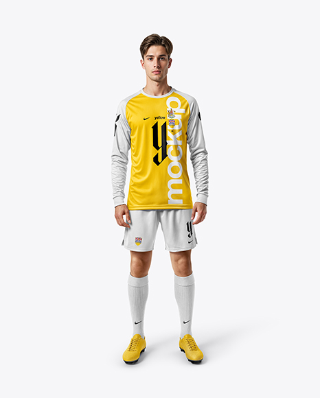 Man Wearing Long Sleeve Raglan Soccer Jersey and Shorts Mockup - Mens+Short+Sleeve+Soccer+Jersey+Mockup+Back+View+(PSD+...