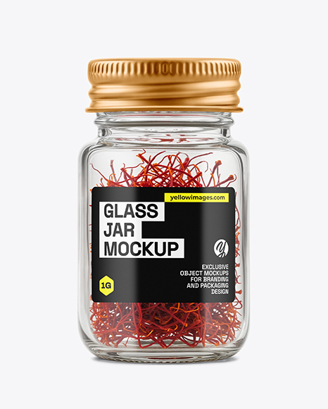 Glass Jar with Saffron Threads Mockup