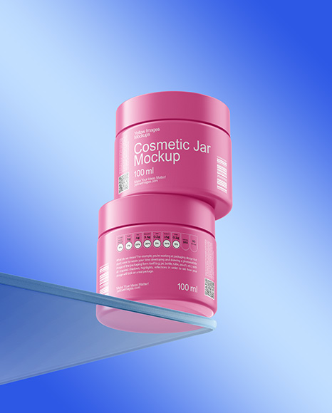 Two Matte Cosmetic Jars on the Glass Mockup