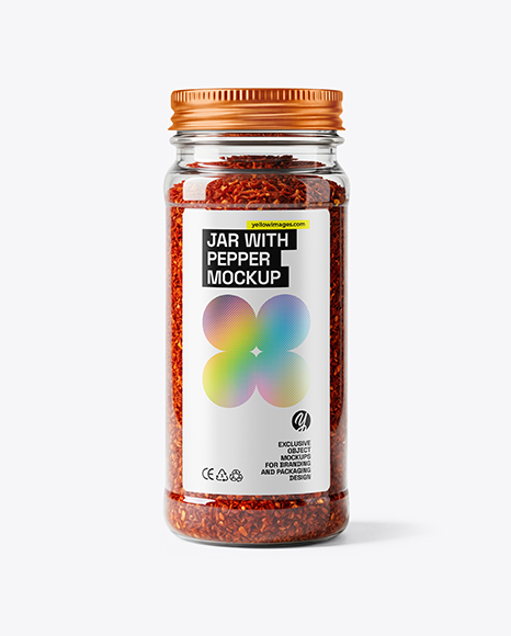 Glass Jar with Grounded Aleppo Pepper Mockup - Realistic mockups