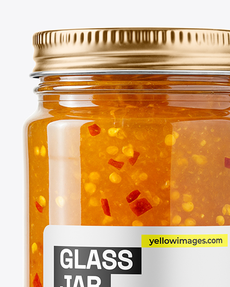 Glass Jar with Hot Pepper Jelly Mockup