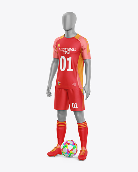 Training Short Sleeve Full Soccer Kit Mockup - Half Side View