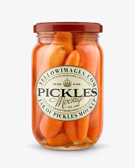 Glass Jar with Pickled Carrots Mockup - Packaging mockups