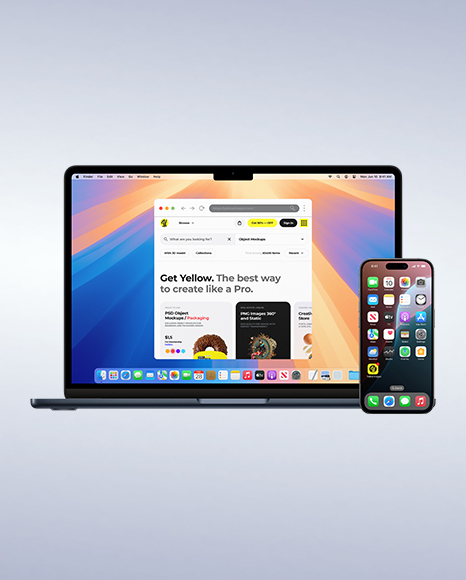 Apple Macbook and Iphone Mockup