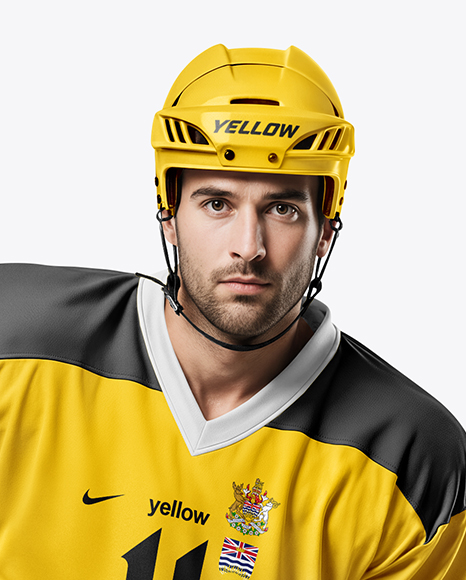 Man Wearing Full Ice Hockey Kit Mockup