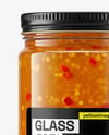 Clear Glass Jar with Hot Pepper Jelly Mockup