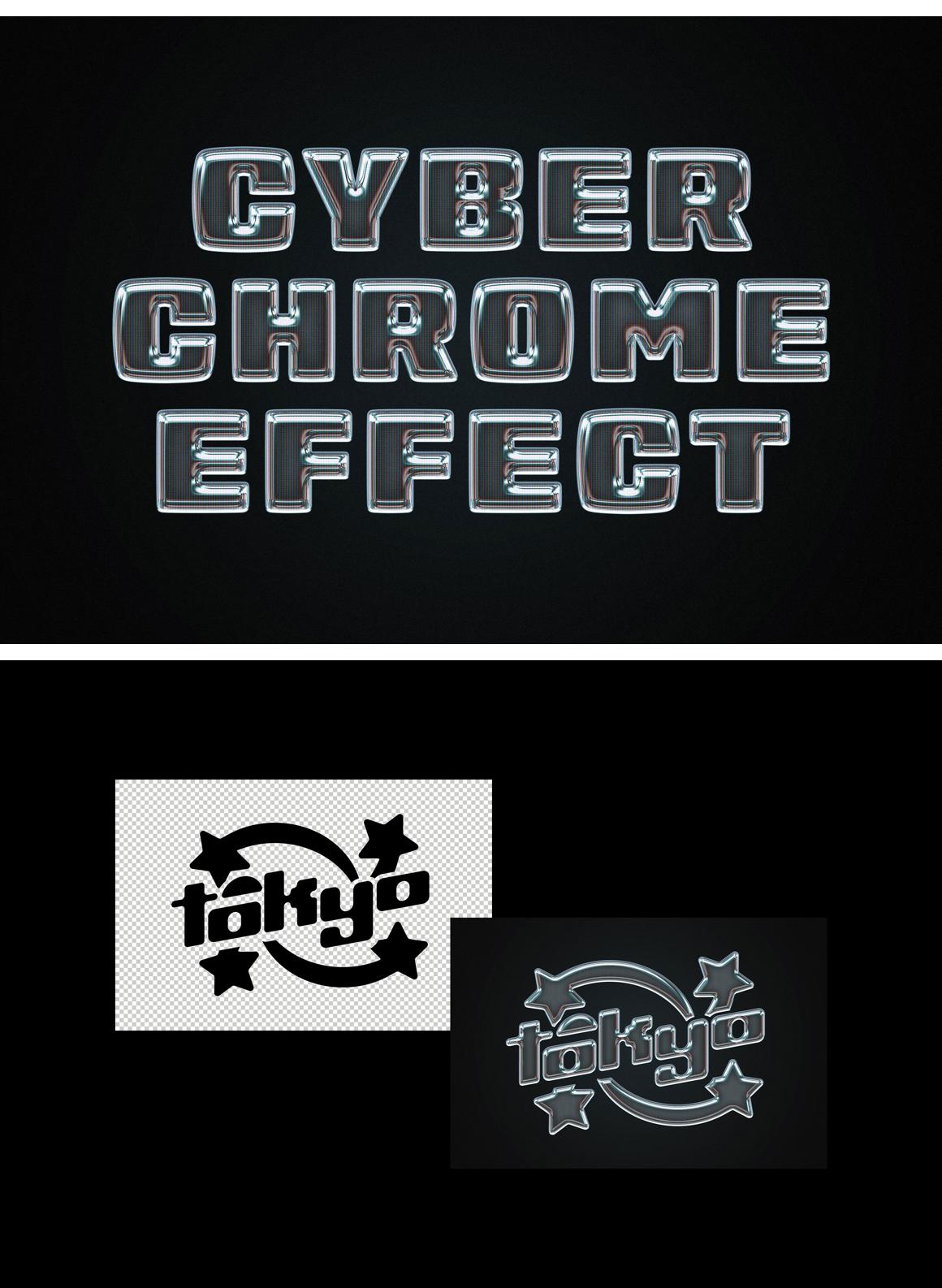 Cyber Chrome Text &amp; Logo Effect