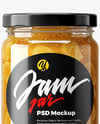 Clear Glass Jar with White Grape Jam Mockup