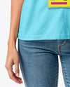 Young Woman Wearing T-shirt with ID Card Mockup