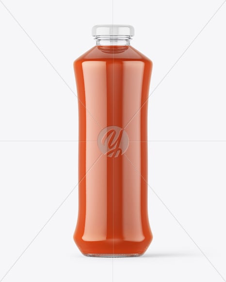 Glass Bottle with Tomato Juice Mockup