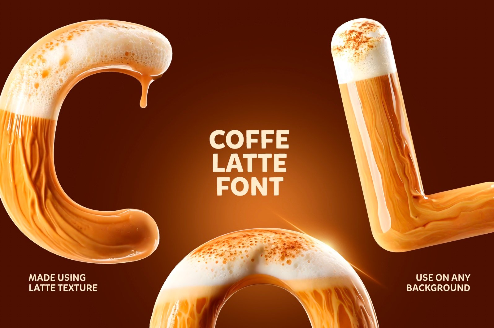 Coffee Latte Font: Geometric 3D Alphabet PNG