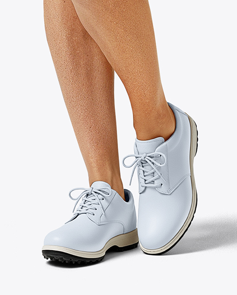 Woman Wearing Golf Shirt and Skirt Mockup