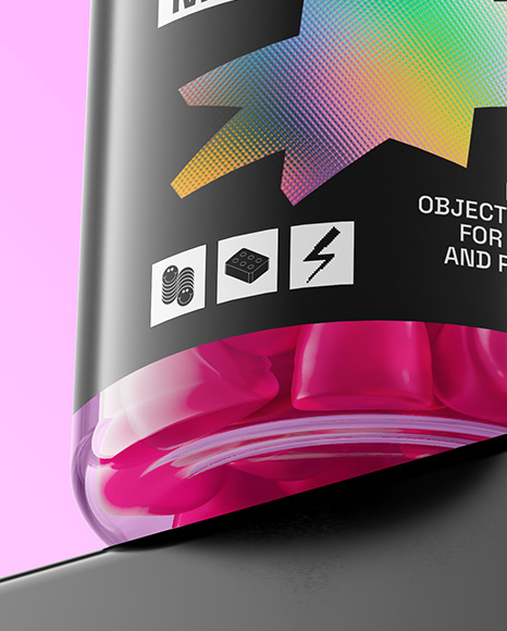 Plastic Bottle with Gummies Mockup