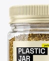 Clear Plastic Jar with Za'atar Spice Mockup