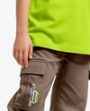 Girl Wearing T-Shirt and Cargo Pants with Skateboard Mockup
