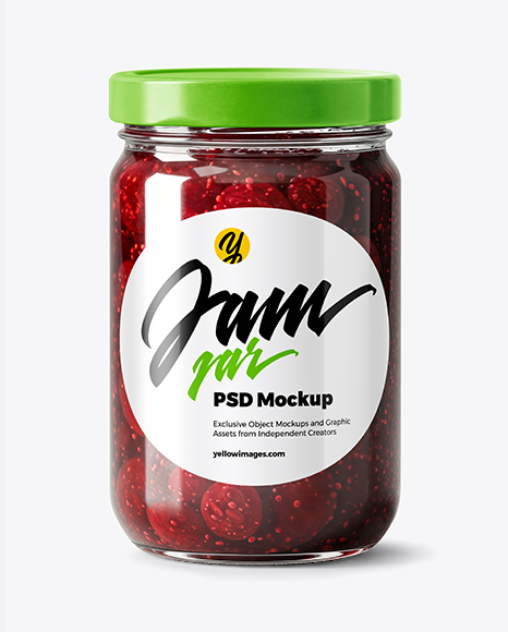 Clear Glass Jar with Cherry Jam Mockup - Glass can mockup
