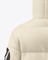 Men's Long Hooded Down Jacket Mockup - Back View