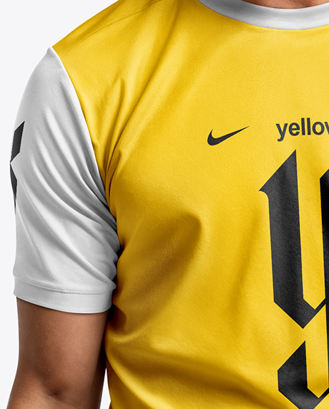 Soccer Player Wearing Jersey and Shorts Mockup