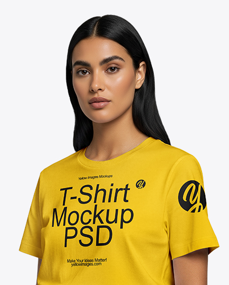 Woman Wearing T-Shirt with Fanny Pack Mockup