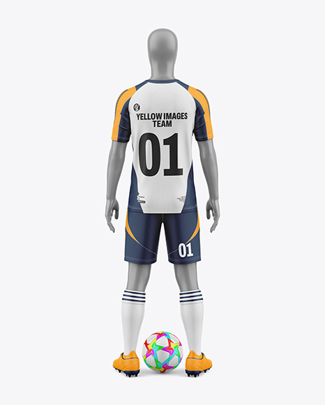 Training Short Sleeve Full Soccer Kit Mockup - Back View - Premium PSD Mockups