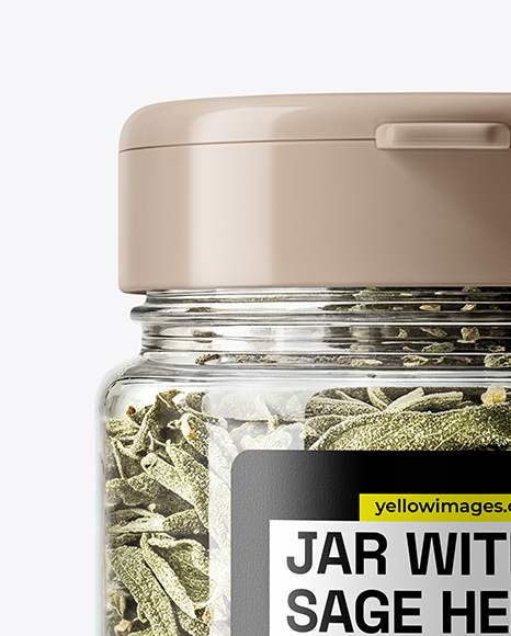 Plastic Jar with Sage Herb Mockup