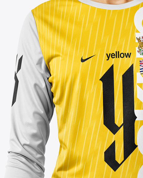 Female Soccer Goalkeeper Wearing Long Sleeve Jersey and Shorts Mockup