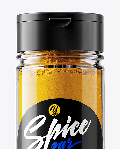 Glass Spice Jar with Turmeric Mockup