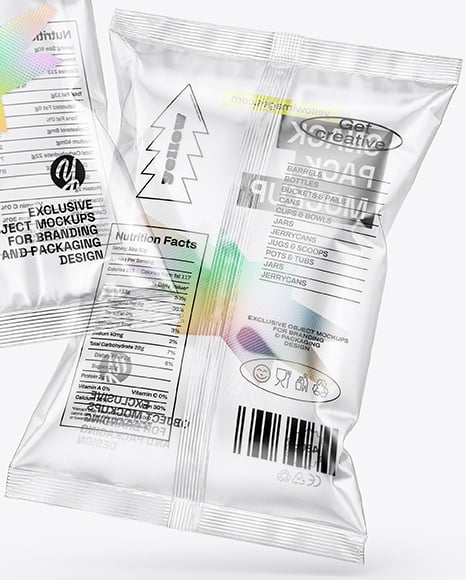 Empty Clear Plastic Snack Bags Mockup
