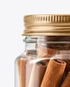 Clear Glass Jar with Cinnamon Sticks Mockup