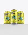 Three Glossy Metallic Cans Mockup
