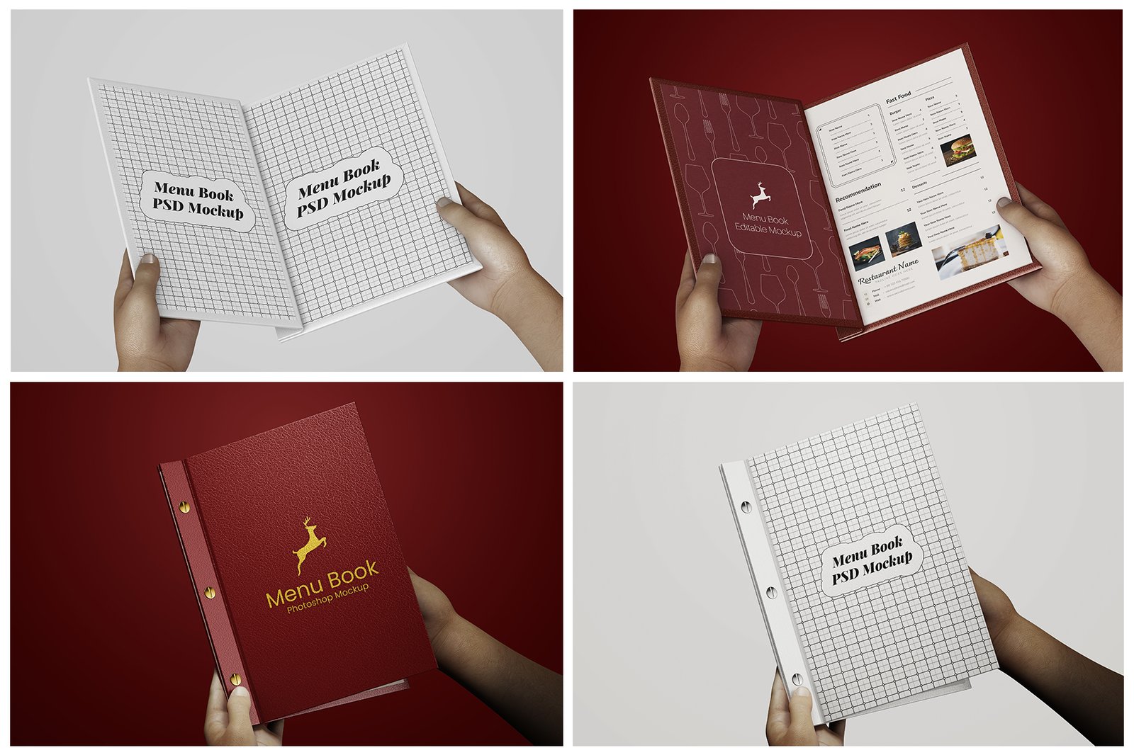 Menu Book Mockup Set - Leather Cover