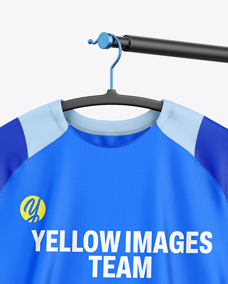 Training Jersey on Hanger Over Wooden Bench Mockup