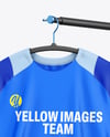 Training Jersey on Hanger Over Wooden Bench Mockup