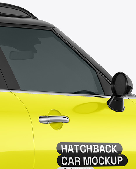 Hatchback Mockup - Back Half Side View