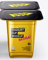 4 Metallized Plastic Yoghurt Cups Mockup
