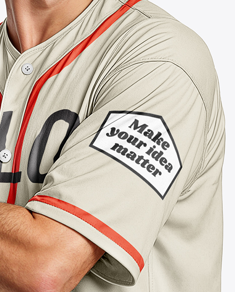 Baseball Player Wearing a Jersey and Cap with a Bat Mockup