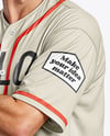 Baseball Player Wearing a Jersey and Cap with a Bat Mockup