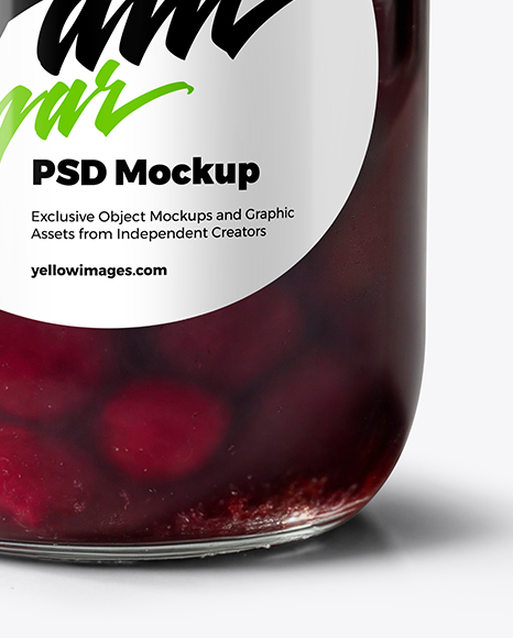Clear Glass Jar with Cherry Jam Mockup