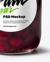 Clear Glass Jar with Cherry Jam Mockup