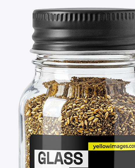Glass Jar with Za'atar Spice Mockup