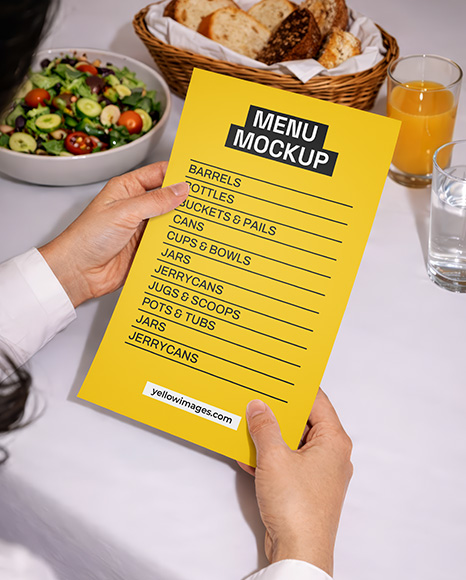 Menu in Hands Mockup - Roll fold brochure mockup