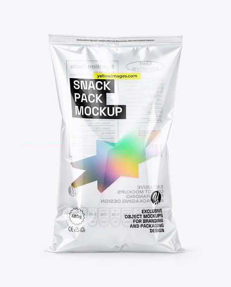 Large Clear Plastic Snack Bag Mockup