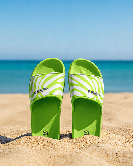 Slide Sandals on The Beach Mockup