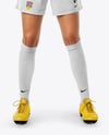 Woman Wearing Soccer Jersey and Shorts Mockup
