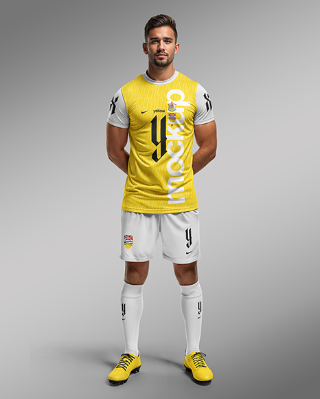 Man Wearing a Full Soccer Kit Mockup