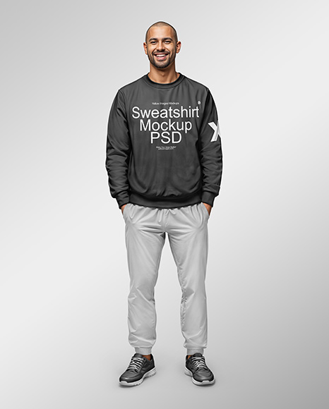 Man Wearing a Sweatshirt and Pants Mockup