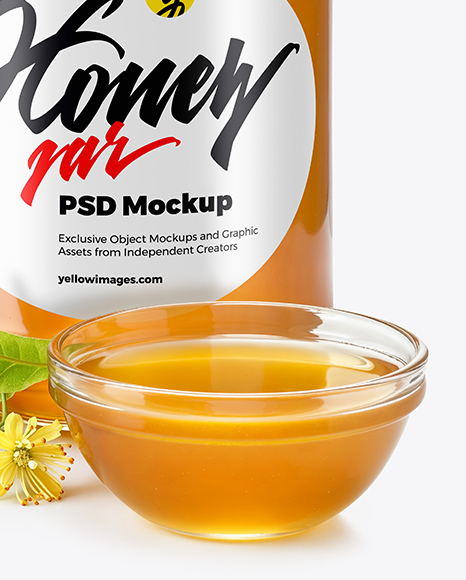 Glass Jar with Linden Honey Mockup